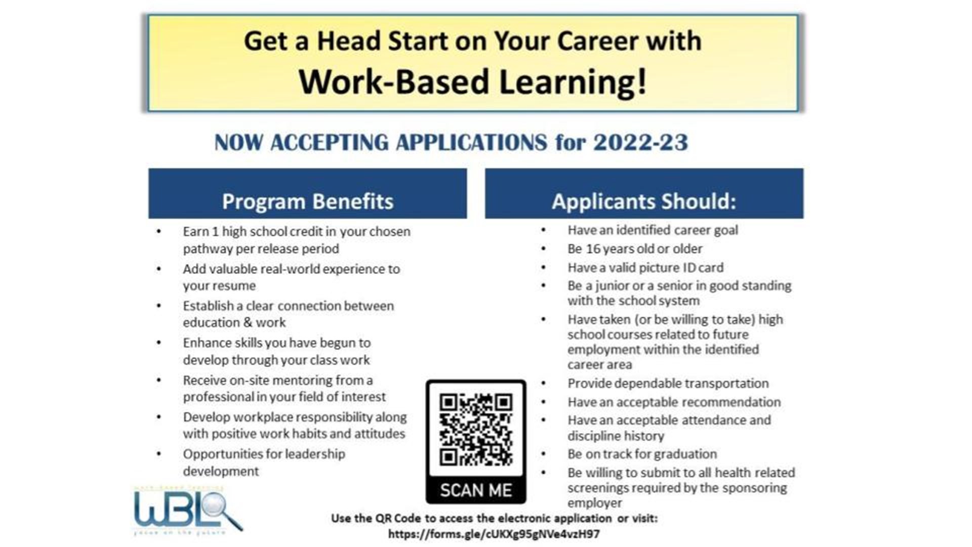 Are you interested in Work Based Learning?