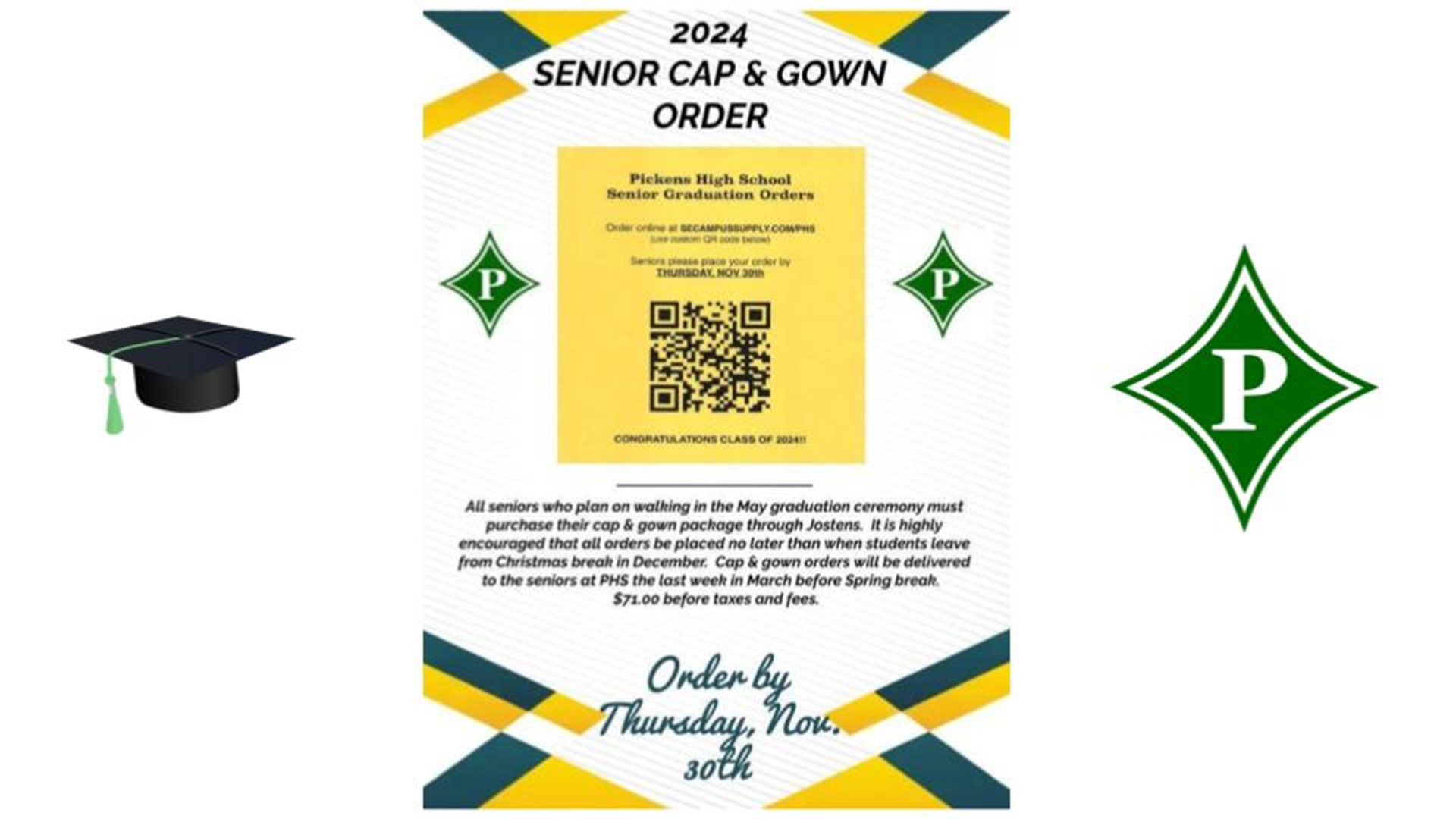 SENIOR CAP AND GOWN ORDERS